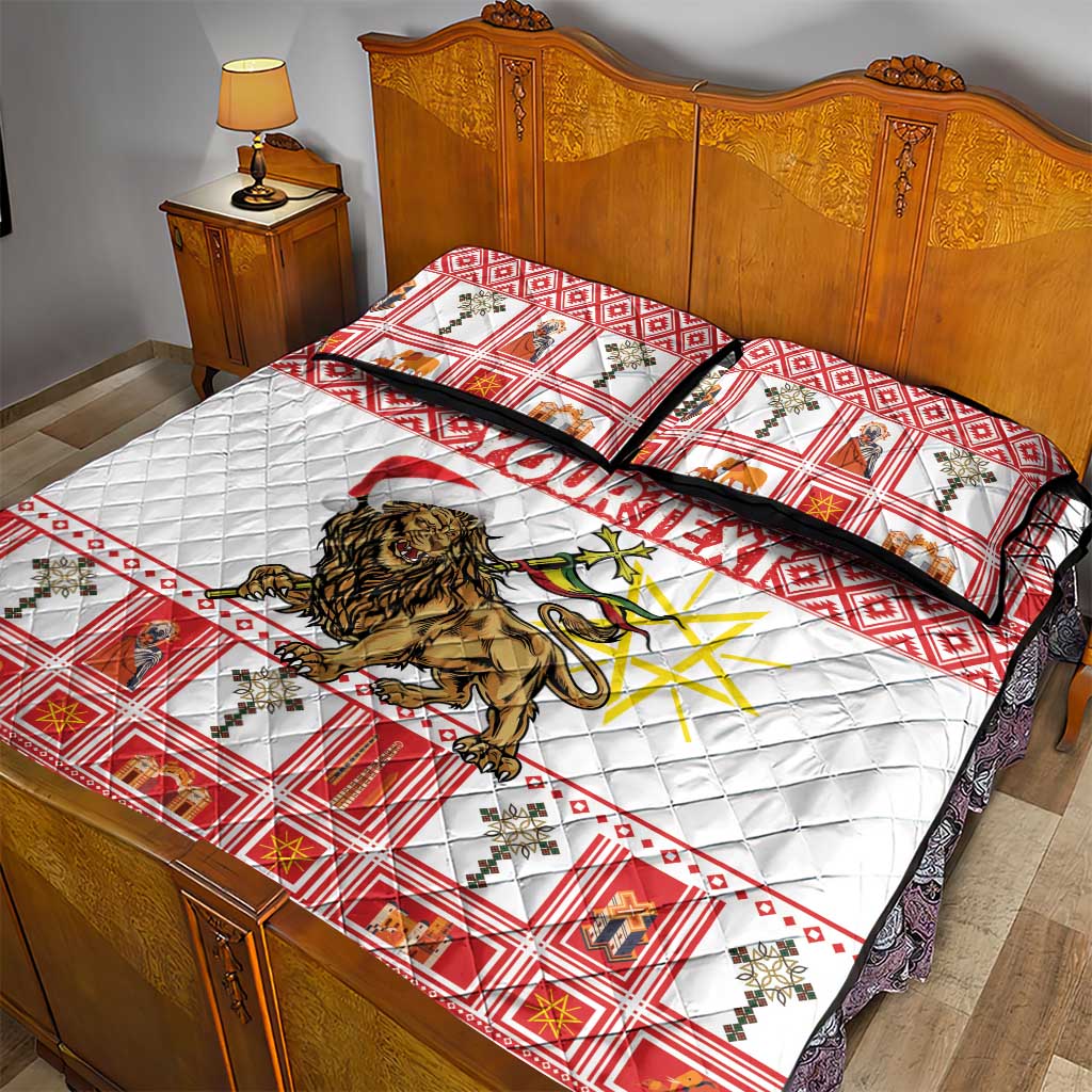 Personalized Ethiopia Melikam Gena Quilt Bed Set Merry Christmas Lion of Judah LT18