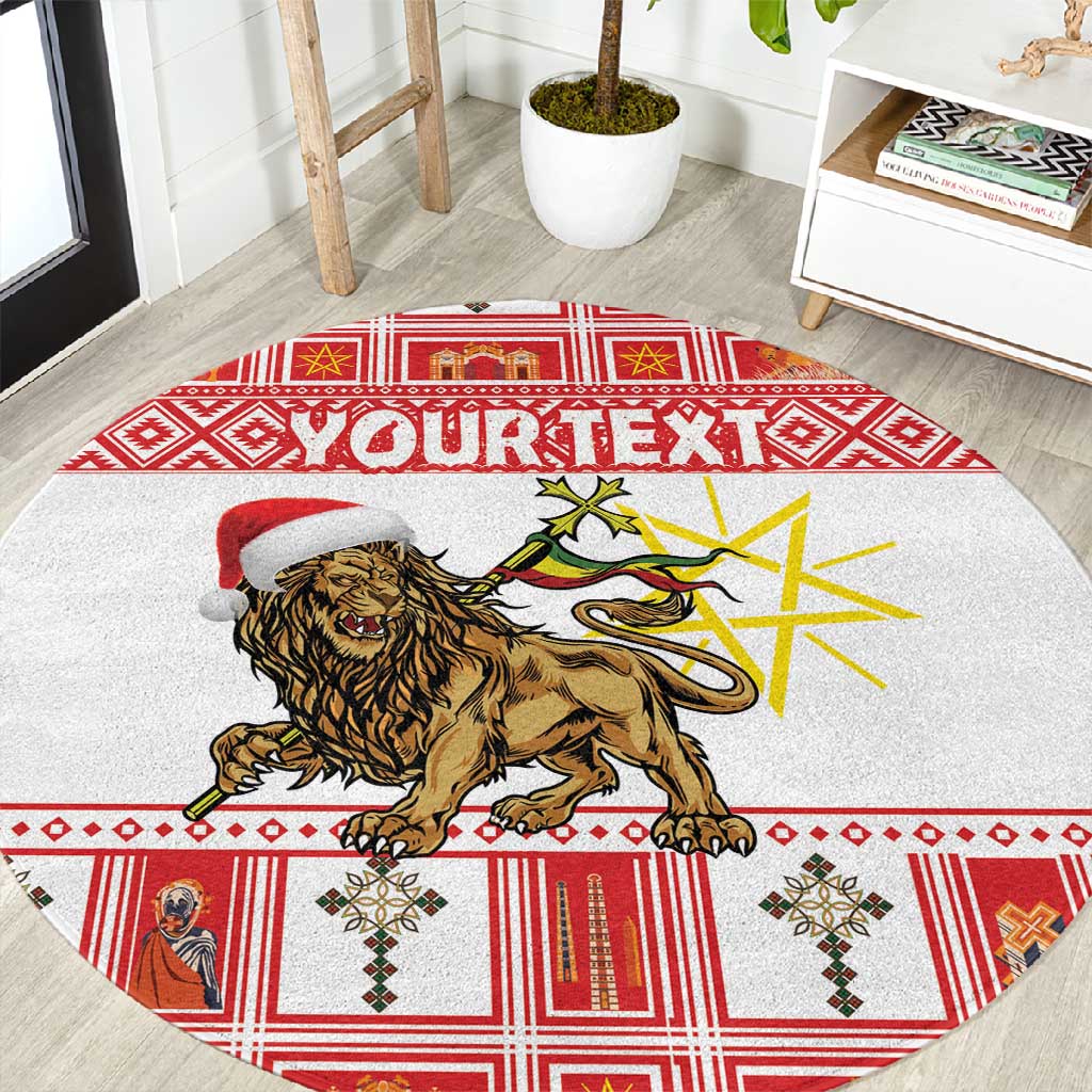Personalized Ethiopia Melikam Gena Round Carpet Merry Christmas Lion of Judah LT18