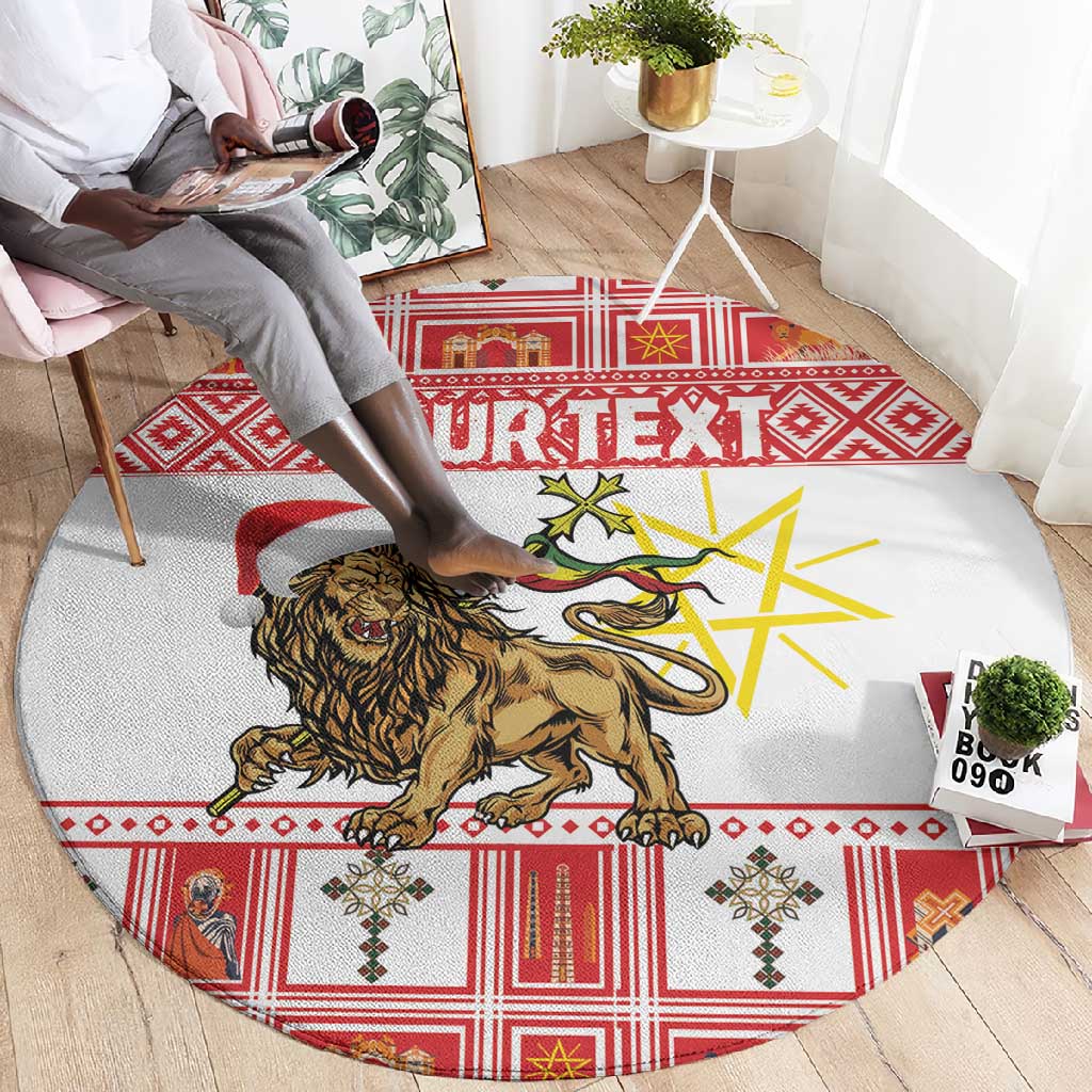 Personalized Ethiopia Melikam Gena Round Carpet Merry Christmas Lion of Judah LT18