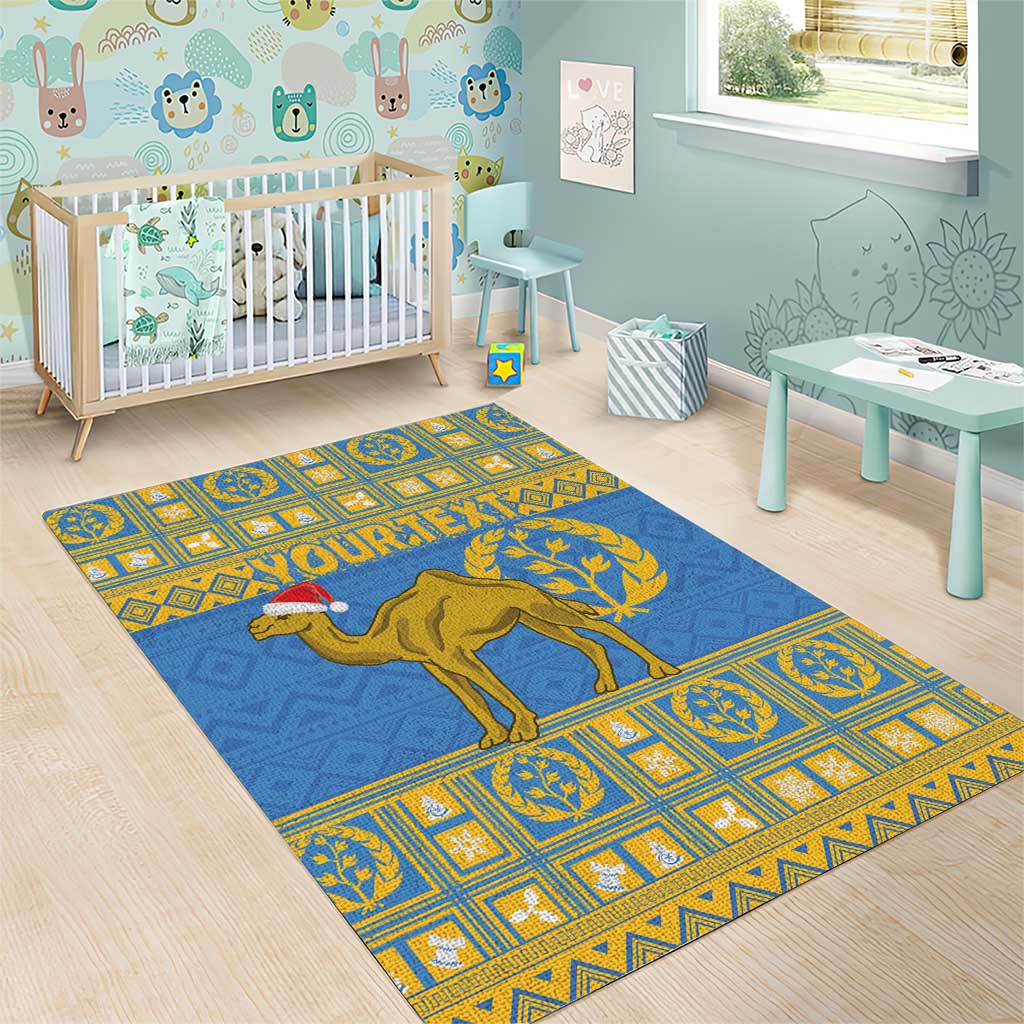 Personalized Eritrea Emblem Area Rug Ruhus Beal Lidet - Kente Pattern LT18