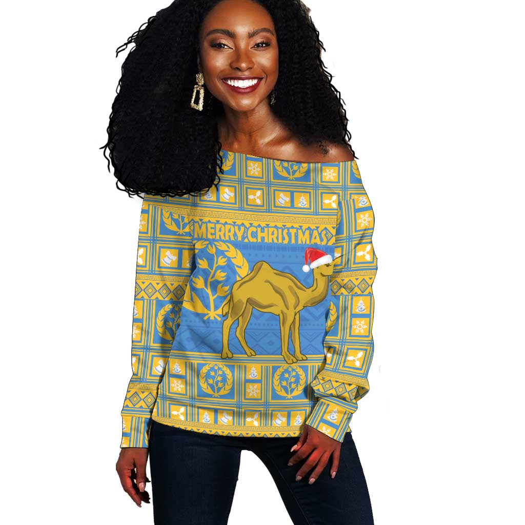Personalized Eritrea Emblem Off Shoulder Sweater Ruhus Beal Lidet - Kente Pattern LT18