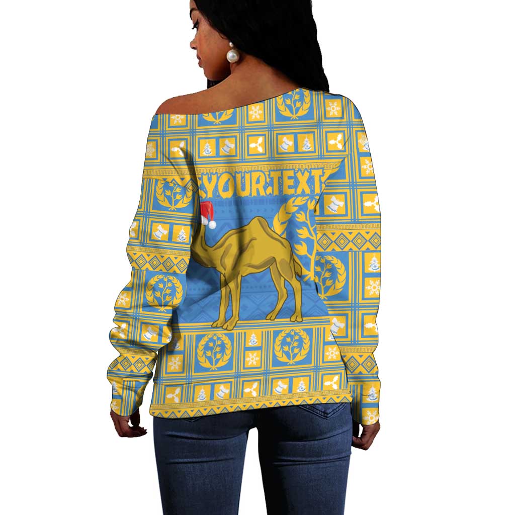 Personalized Eritrea Emblem Off Shoulder Sweater Ruhus Beal Lidet - Kente Pattern LT18