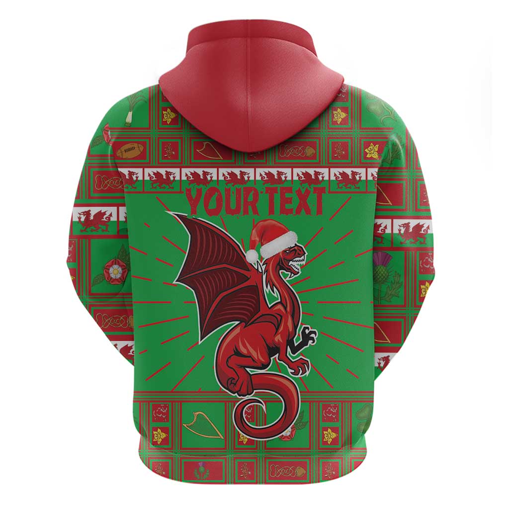 Personalized Wales Nadolig Llawen Hoodie Welsh Dragon Mascot - Merry Xmas LT18