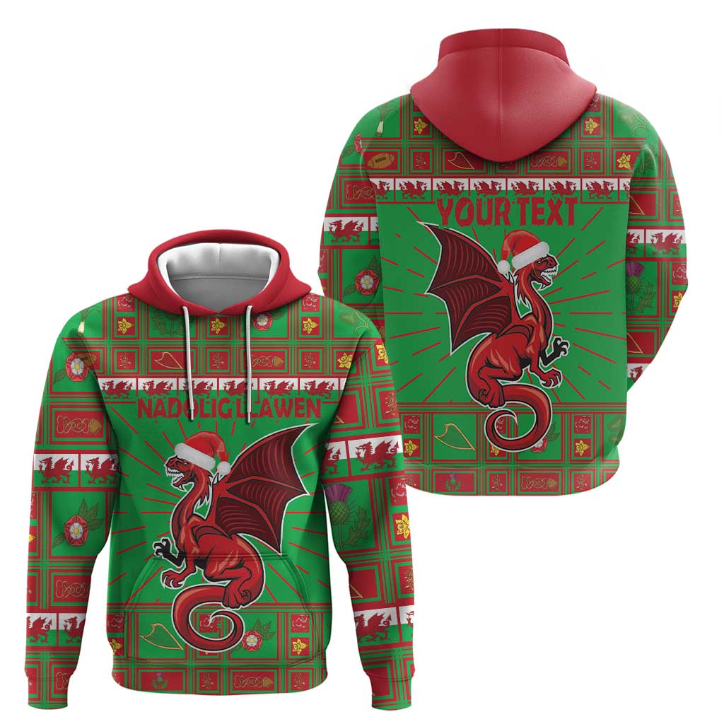 Personalized Wales Nadolig Llawen Hoodie Welsh Dragon Mascot - Merry Xmas LT18