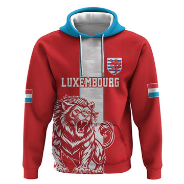 Custom Luxembourg Football Hoodie Les Lions Rouges LT18