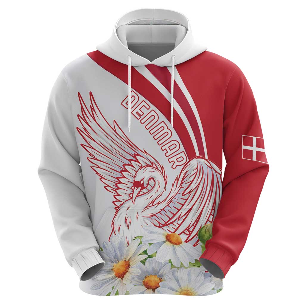 Personalized Denmark Hoodie Mute Swan With Marguerite Daisy LT18
