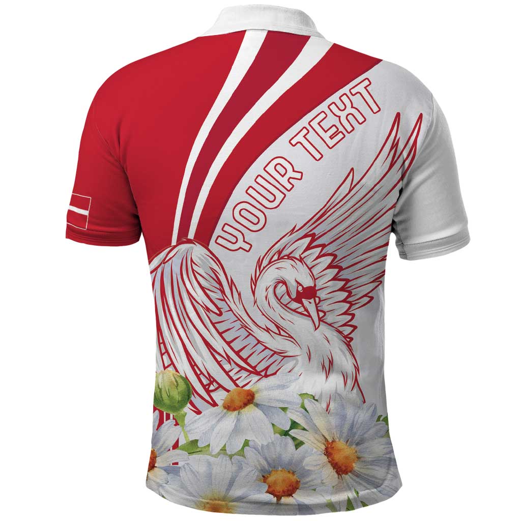 Personalized Denmark Polo Shirt Mute Swan With Marguerite Daisy LT18