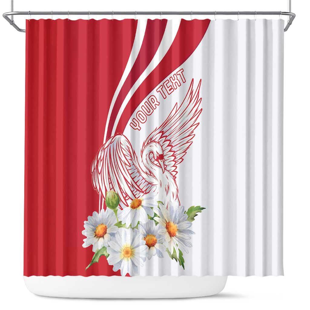 Personalized Denmark Shower Curtain Mute Swan With Marguerite Daisy LT18