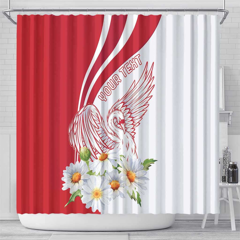 Personalized Denmark Shower Curtain Mute Swan With Marguerite Daisy LT18