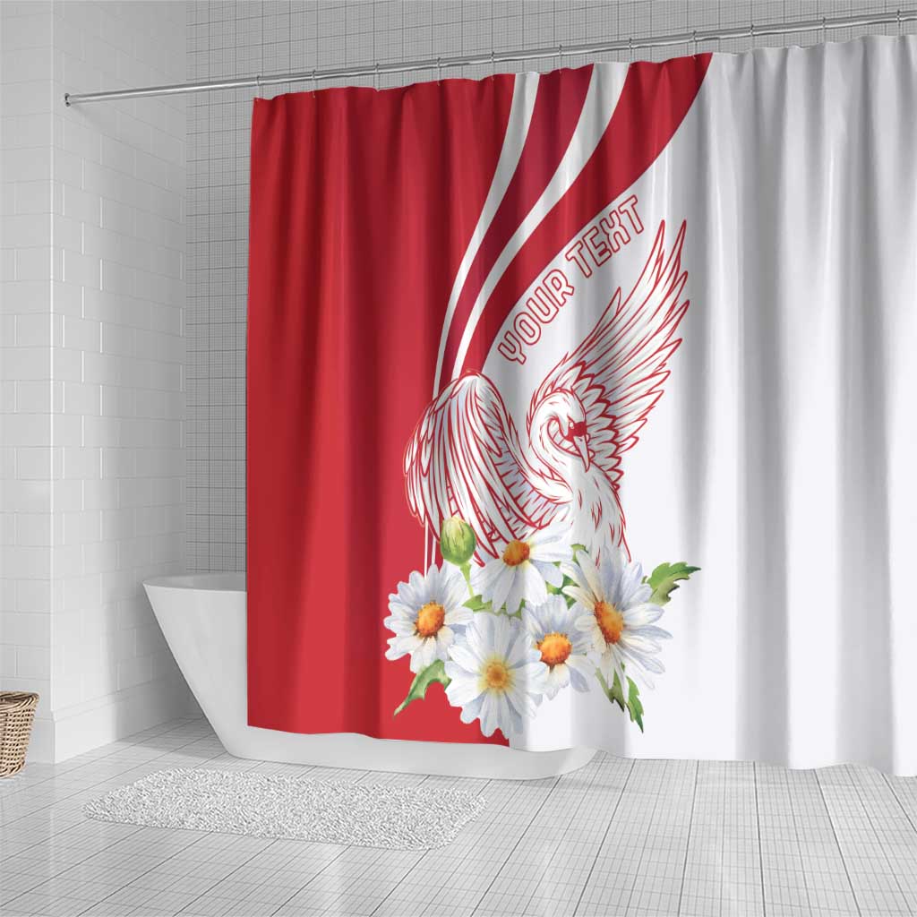 Personalized Denmark Shower Curtain Mute Swan With Marguerite Daisy LT18