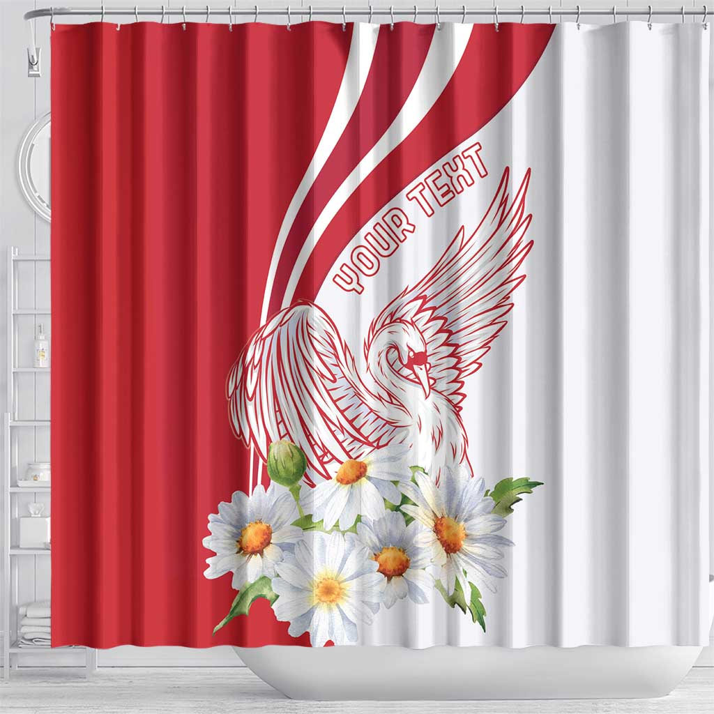 Personalized Denmark Shower Curtain Mute Swan With Marguerite Daisy LT18