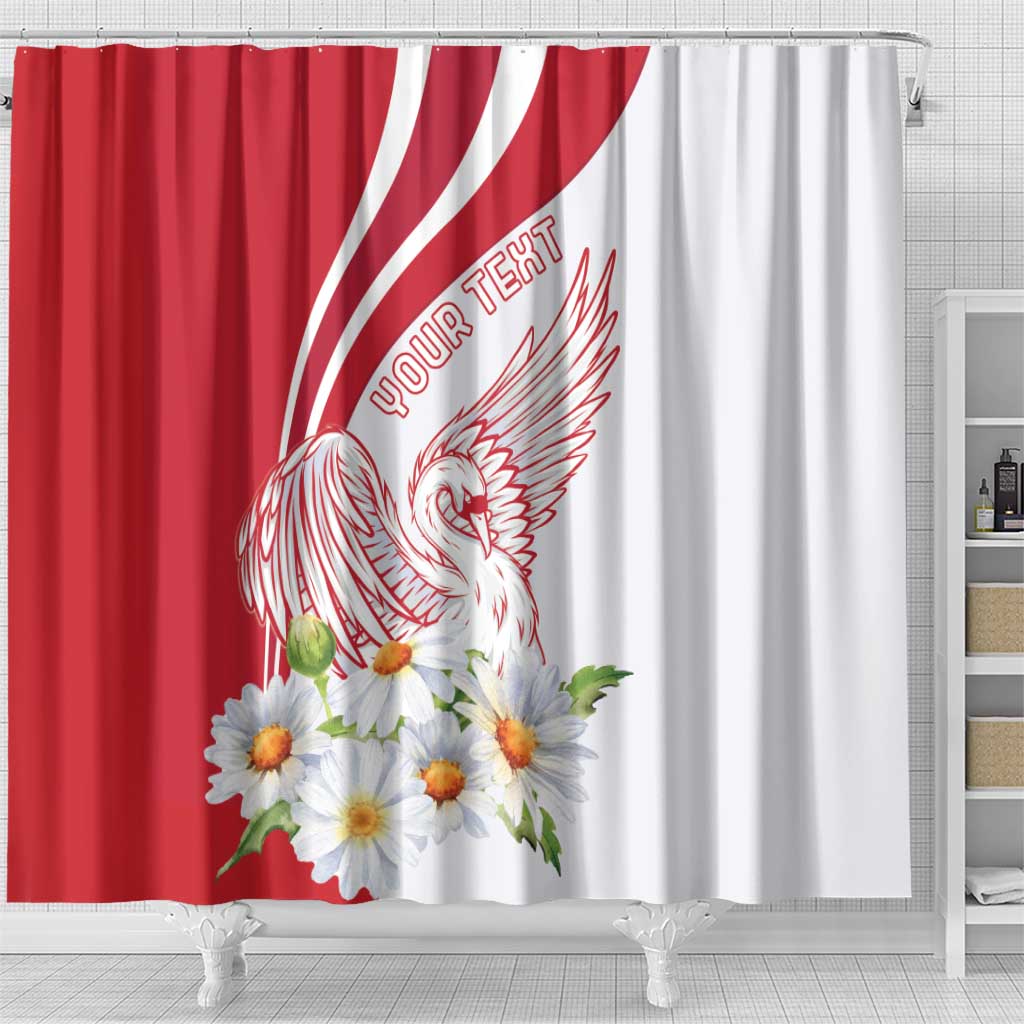 Personalized Denmark Shower Curtain Mute Swan With Marguerite Daisy LT18