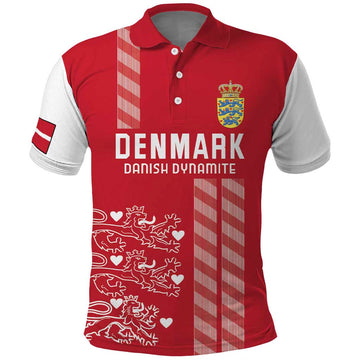 Custom Denmark Football Polo Shirt Danish Dynamite Red Version LT18