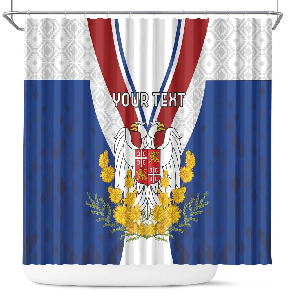 Personalized Serbia and Montenegro National Day Shower Curtain Coat Of Arms Flag Style Since1992 LT18