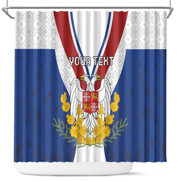 Personalized Serbia and Montenegro National Day Shower Curtain Coat Of Arms Flag Style Since1992 LT18
