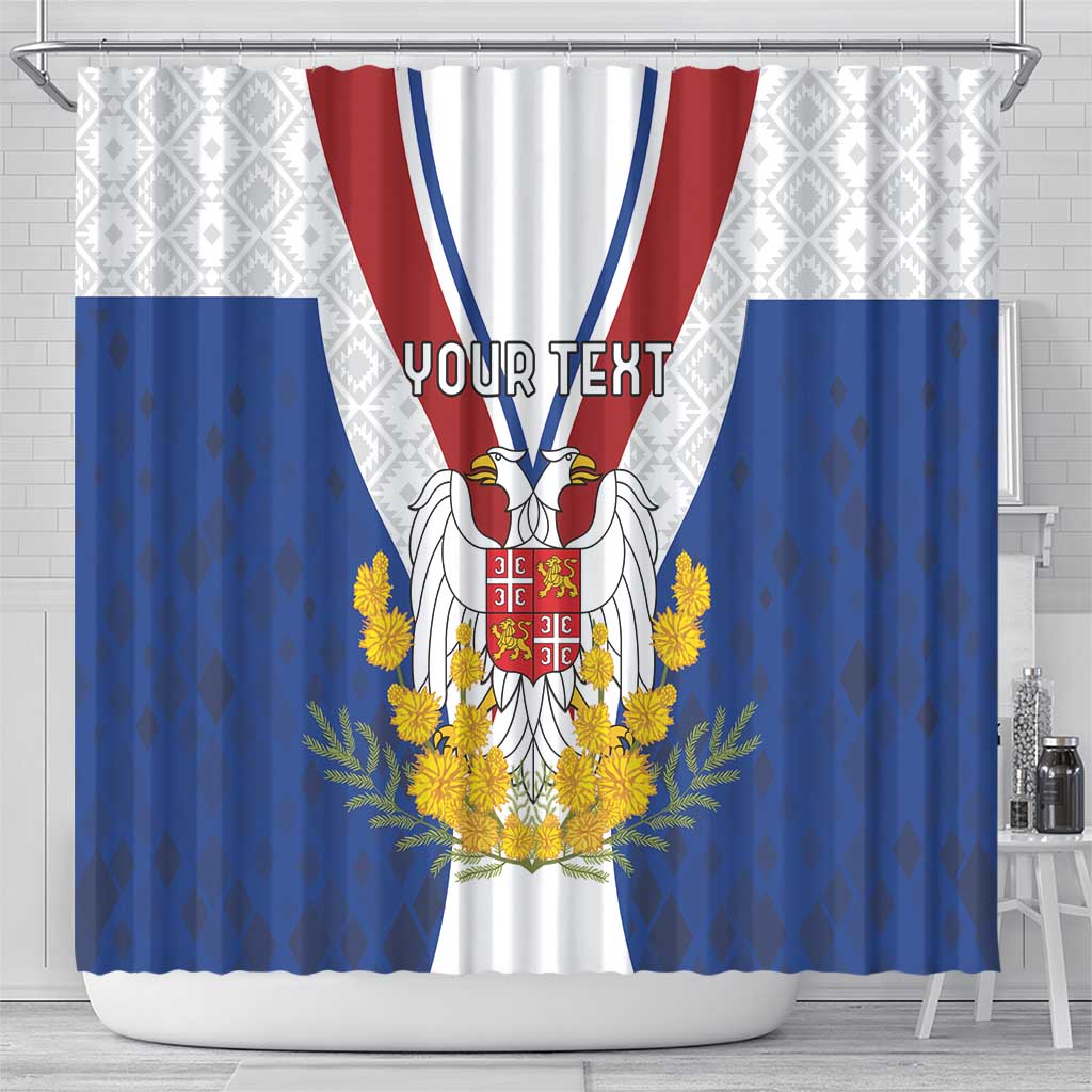 Personalized Serbia and Montenegro National Day Shower Curtain Coat Of Arms Flag Style Since1992 LT18