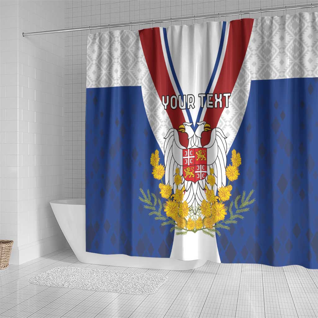 Personalized Serbia and Montenegro National Day Shower Curtain Coat Of Arms Flag Style Since1992 LT18