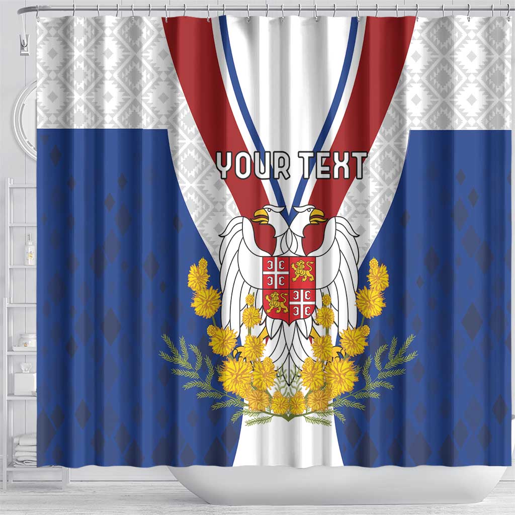 Personalized Serbia and Montenegro National Day Shower Curtain Coat Of Arms Flag Style Since1992 LT18