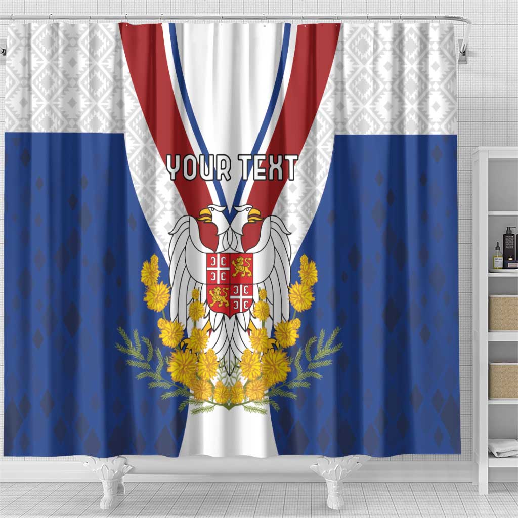 Personalized Serbia and Montenegro National Day Shower Curtain Coat Of Arms Flag Style Since1992 LT18
