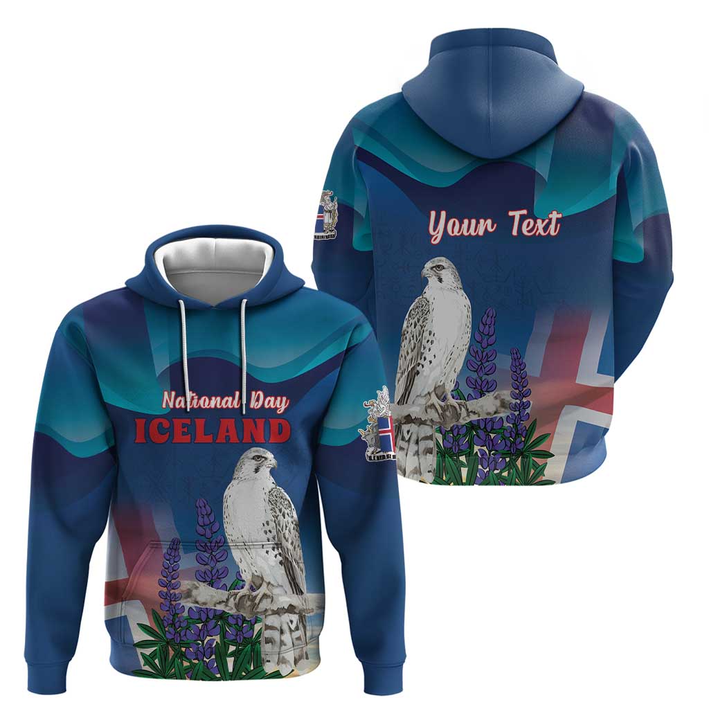 Personalized Iceland National Day Hoodie Gyrfalcon With Lupine Flower LT18