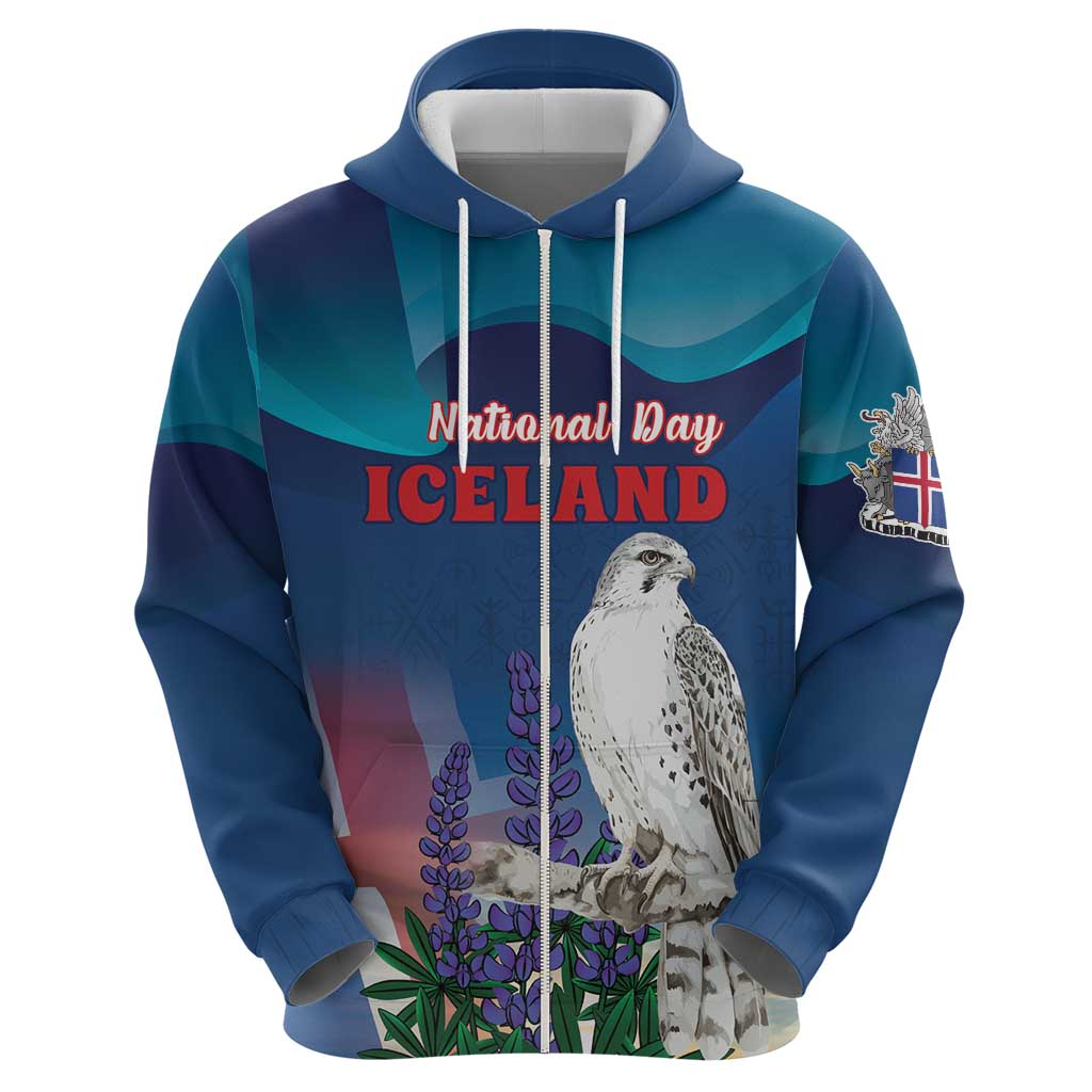 Personalized Iceland National Day Hoodie Gyrfalcon With Lupine Flower LT18