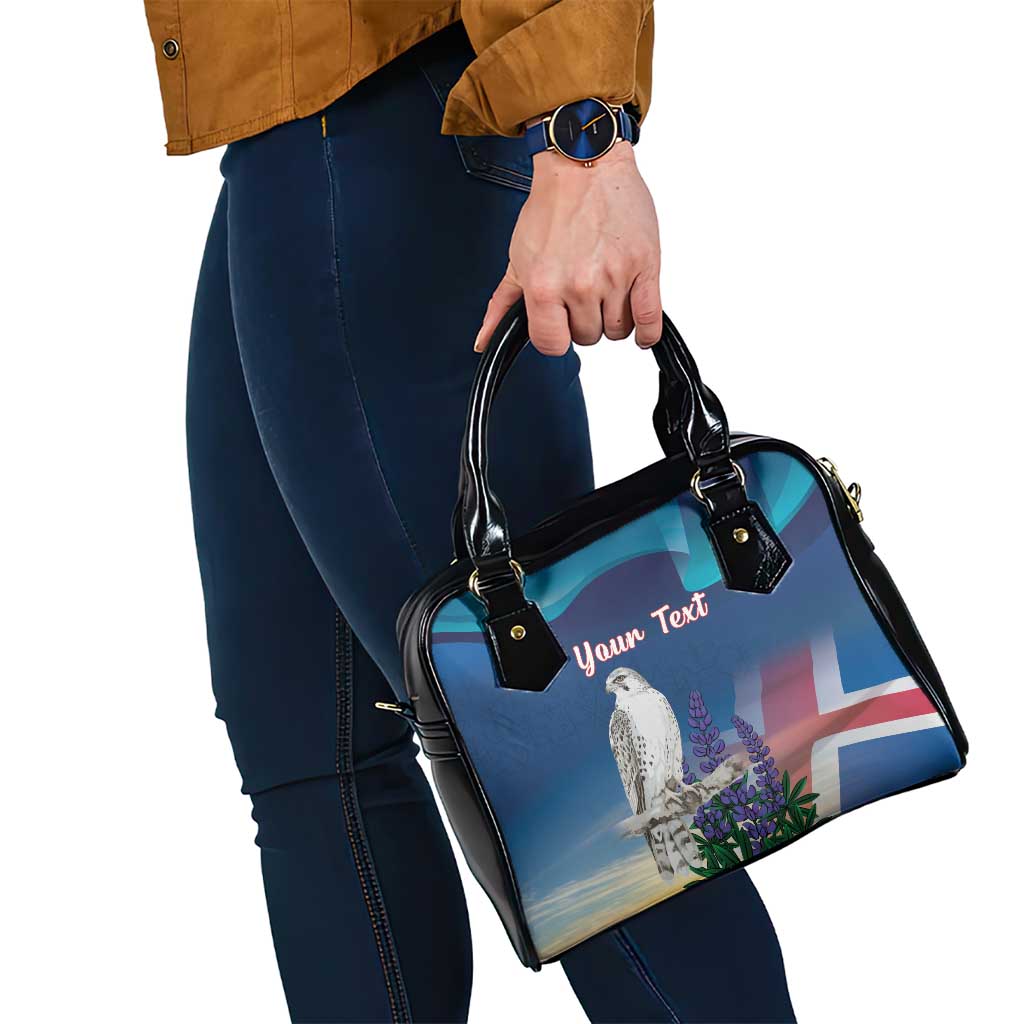 Personalized Iceland National Day Shoulder Handbag Gyrfalcon With Lupine Flower LT18