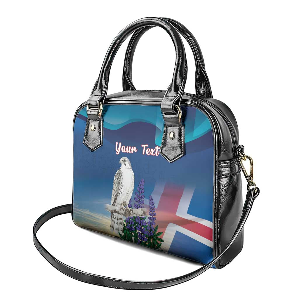Personalized Iceland National Day Shoulder Handbag Gyrfalcon With Lupine Flower LT18