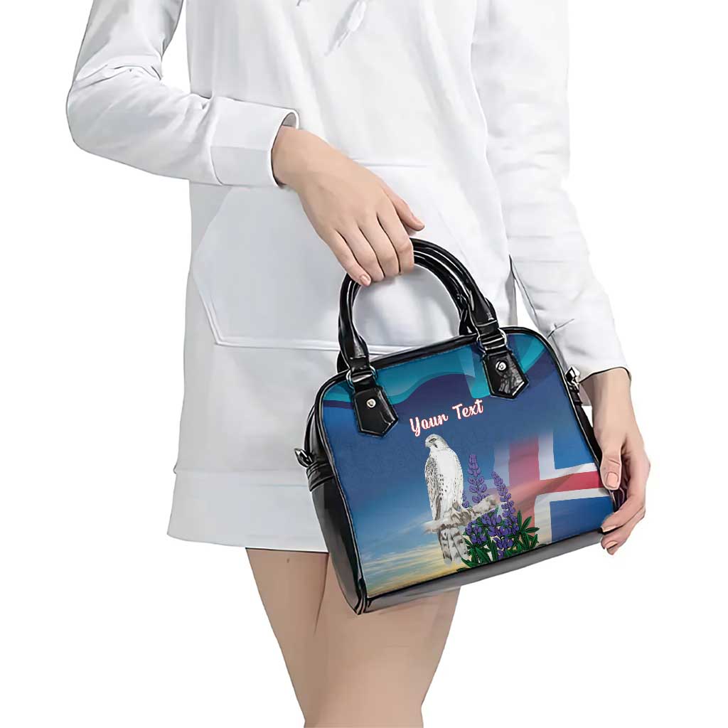 Personalized Iceland National Day Shoulder Handbag Gyrfalcon With Lupine Flower LT18