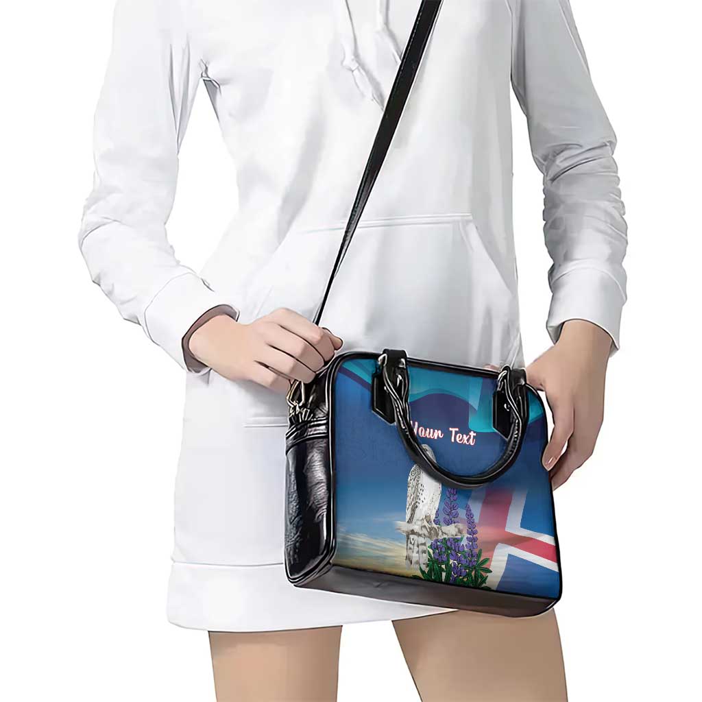 Personalized Iceland National Day Shoulder Handbag Gyrfalcon With Lupine Flower LT18