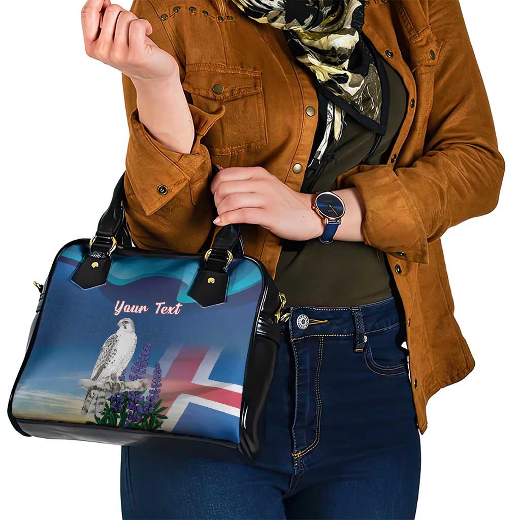 Personalized Iceland National Day Shoulder Handbag Gyrfalcon With Lupine Flower LT18