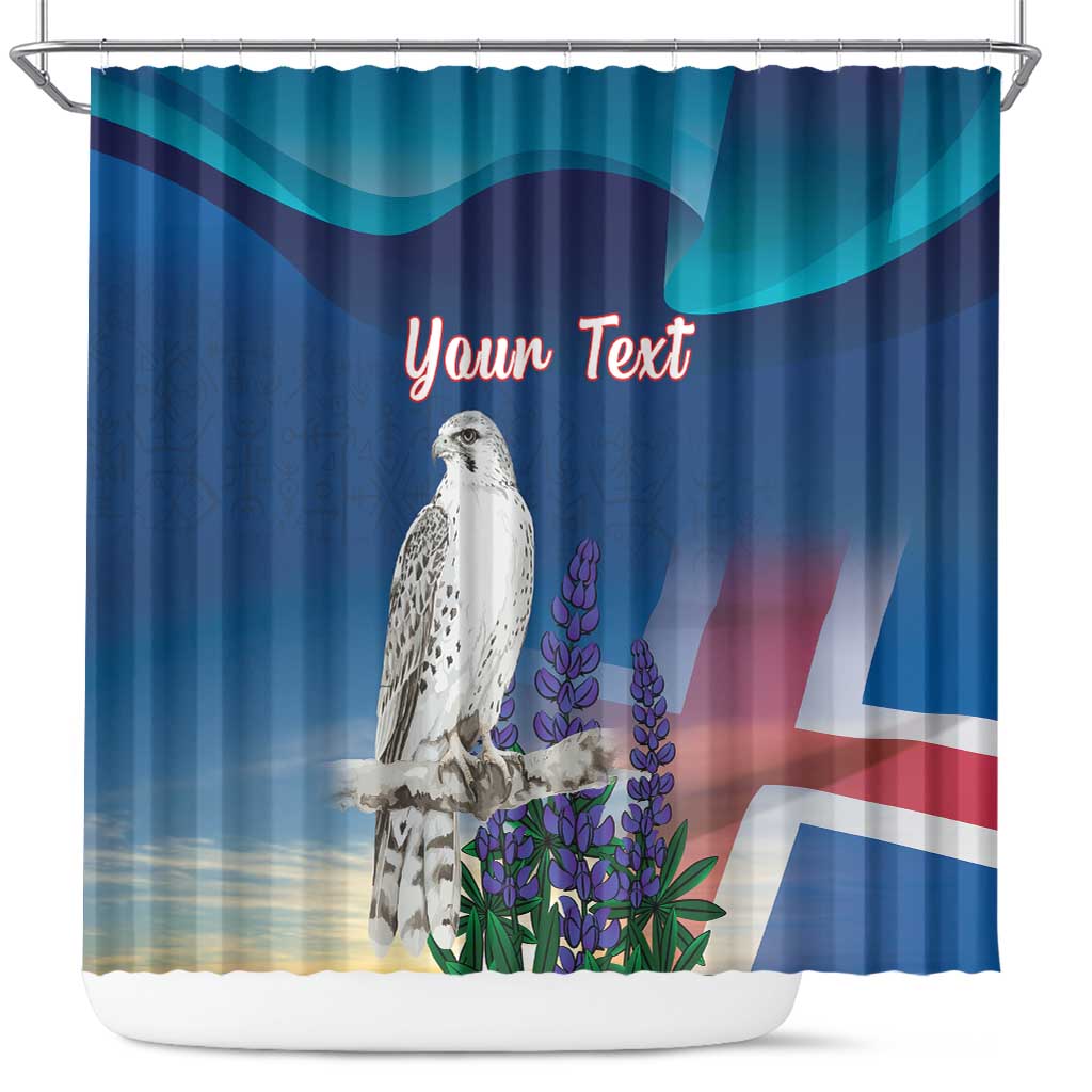 Personalized Iceland National Day Shower Curtain Gyrfalcon With Lupine Flower LT18