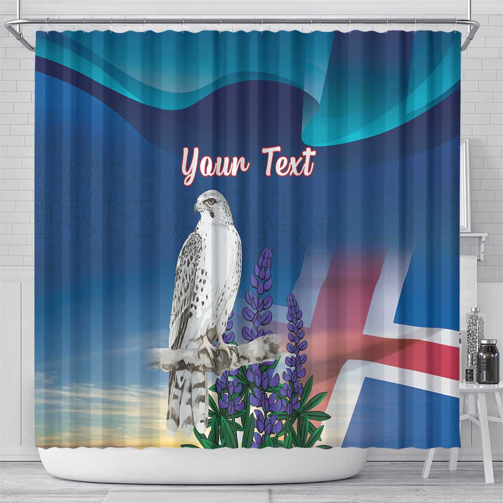 Personalized Iceland National Day Shower Curtain Gyrfalcon With Lupine Flower LT18