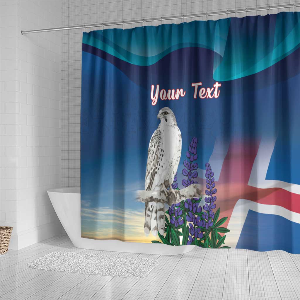 Personalized Iceland National Day Shower Curtain Gyrfalcon With Lupine Flower LT18