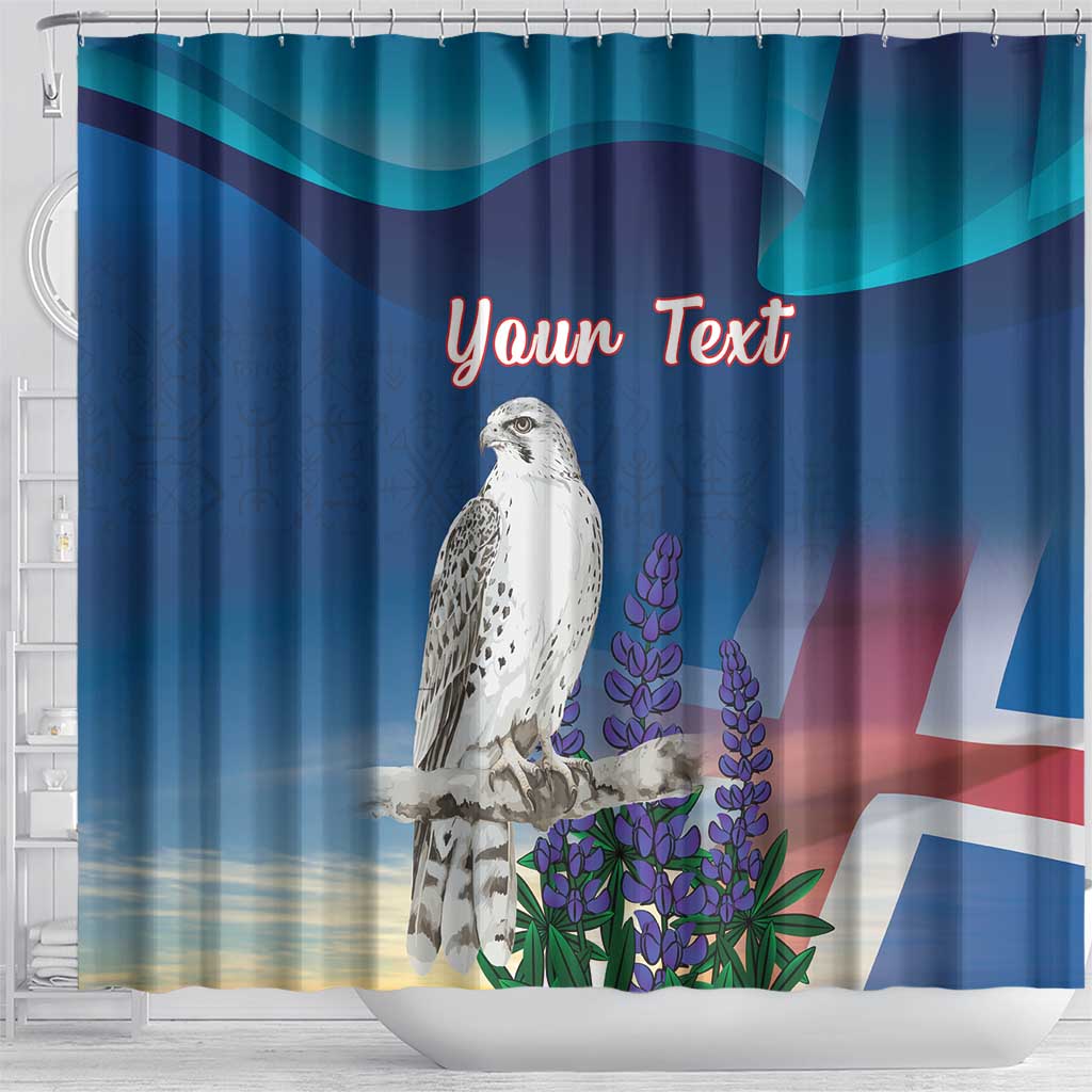 Personalized Iceland National Day Shower Curtain Gyrfalcon With Lupine Flower LT18