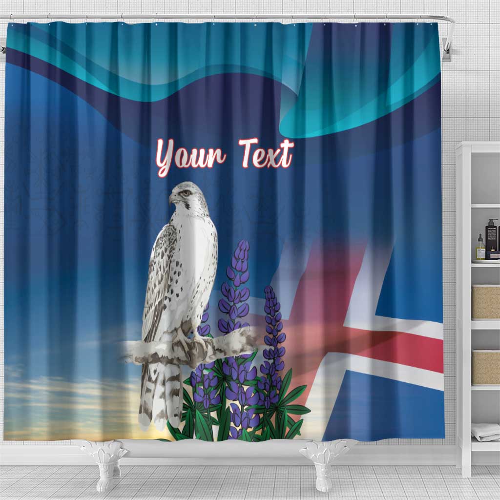 Personalized Iceland National Day Shower Curtain Gyrfalcon With Lupine Flower LT18
