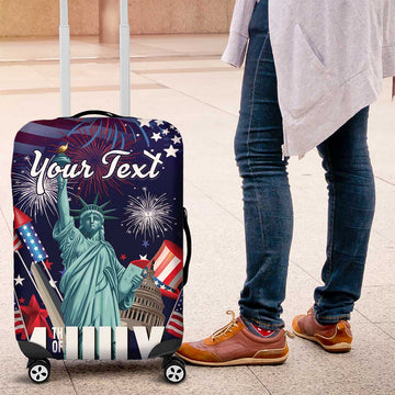 Personalized United States Independence Day Luggage Cover Statue of Liberty for 4th of July LT18