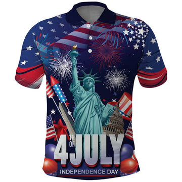Personalized United States Independence Day Polo Shirt Statue of Liberty for 4th of July LT18