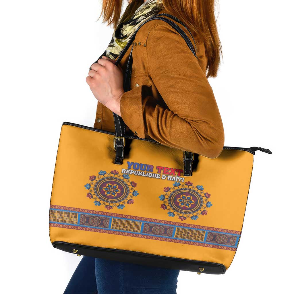 Personalized Haiti Dashiki Leather Tote Bag LT18