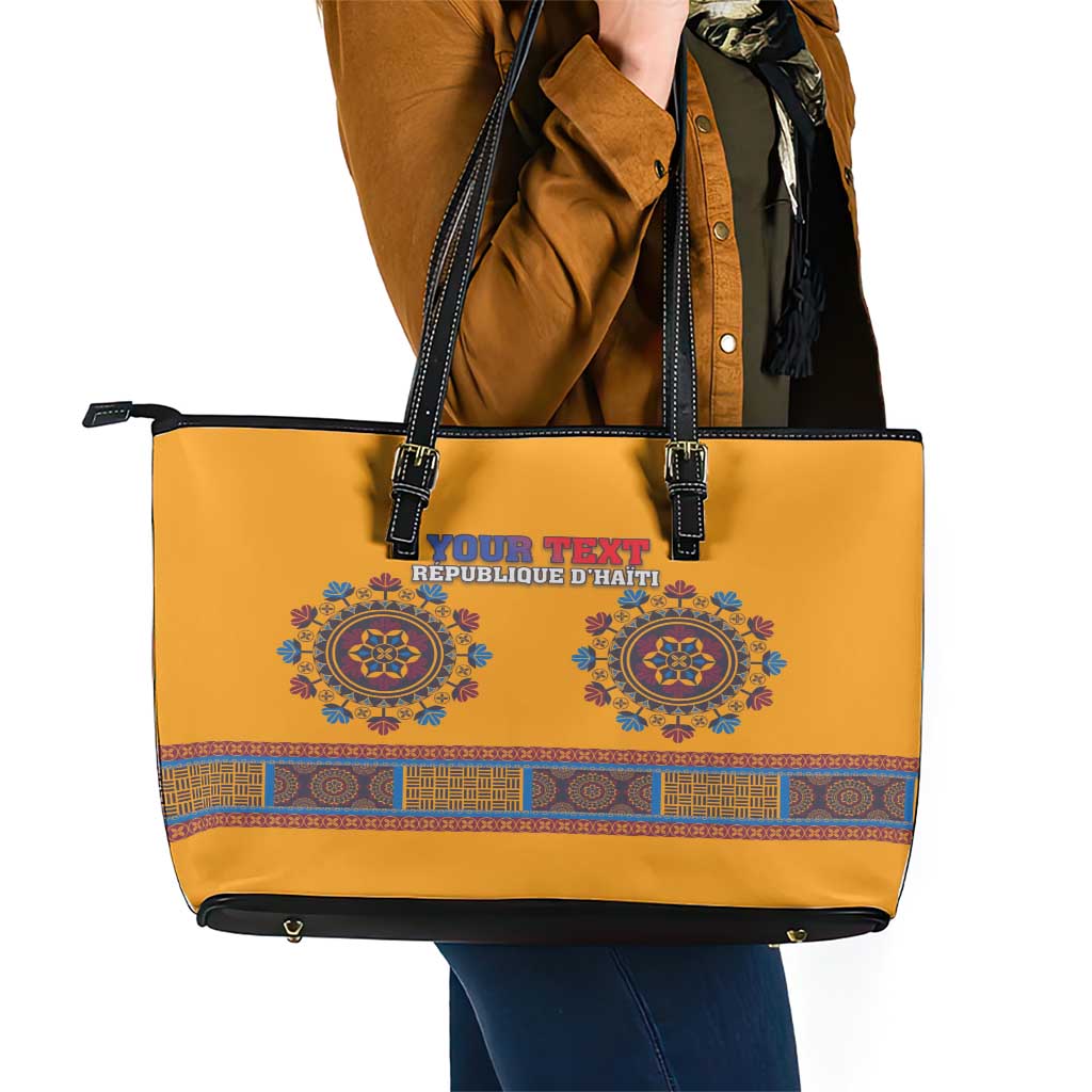 Personalized Haiti Dashiki Leather Tote Bag LT18