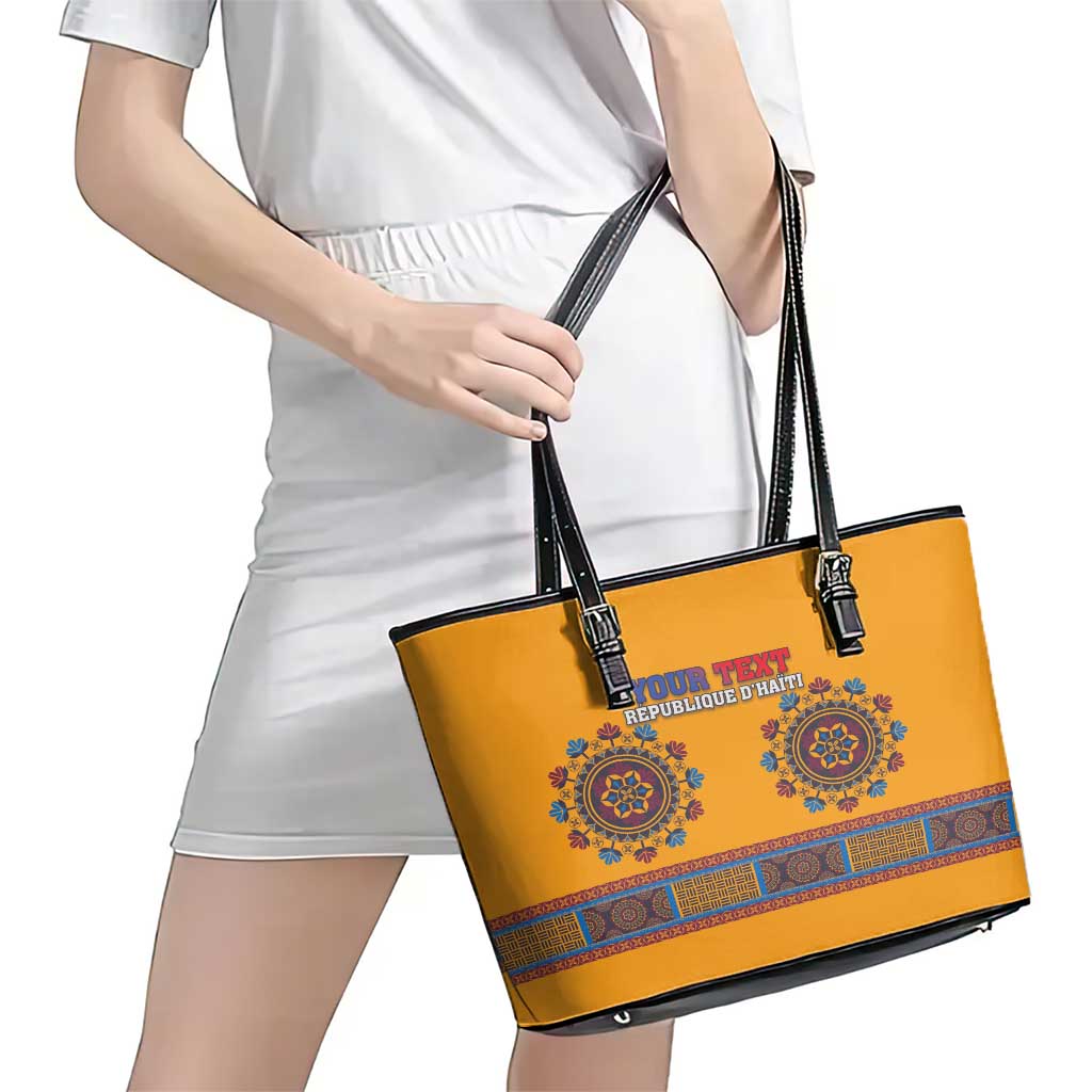 Personalized Haiti Dashiki Leather Tote Bag LT18