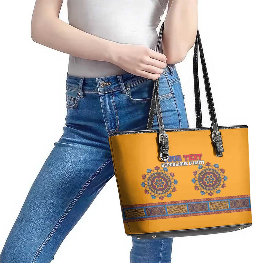 Personalized Haiti Dashiki Leather Tote Bag LT18