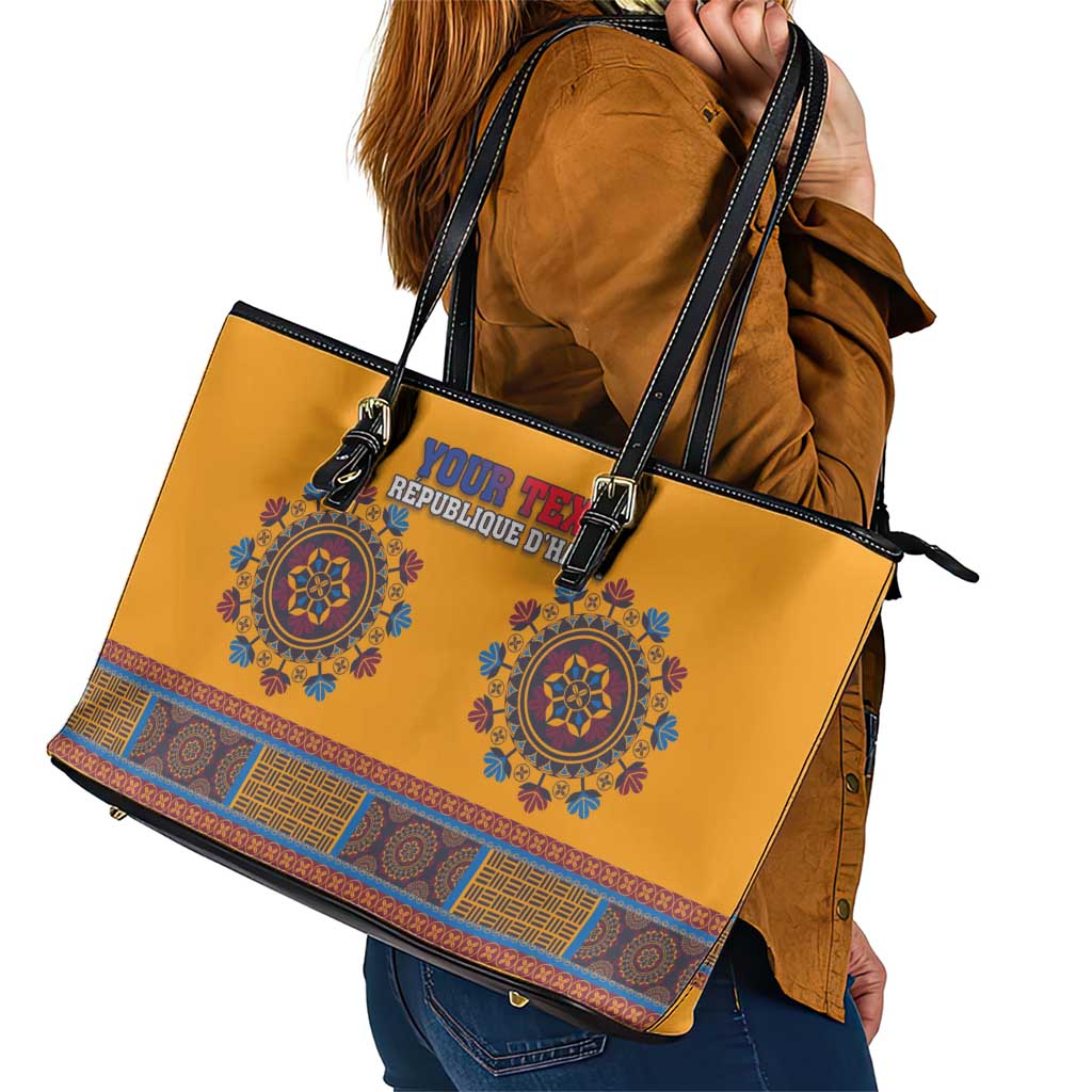 Personalized Haiti Dashiki Leather Tote Bag LT18