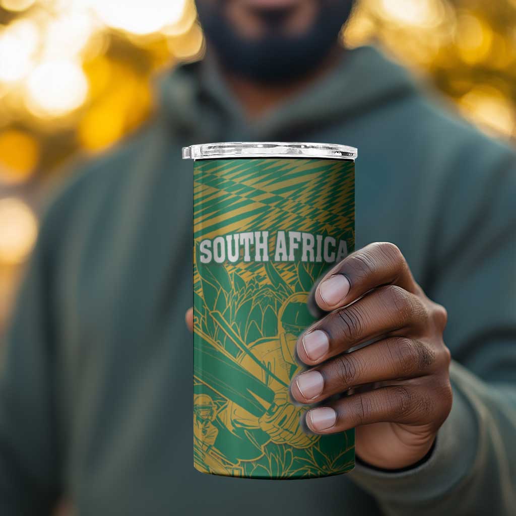 Cricket South Africa Custom 4 in 1 Can Cooler Tumbler Green Version Proteas LT18