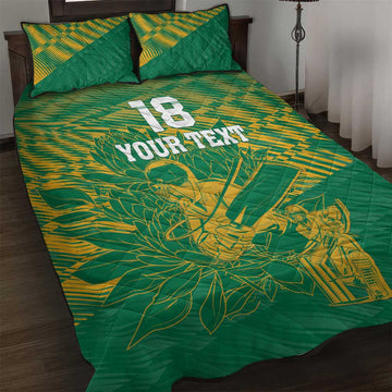 Cricket South Africa Custom Quilt Bed Set Green Version Proteas LT18