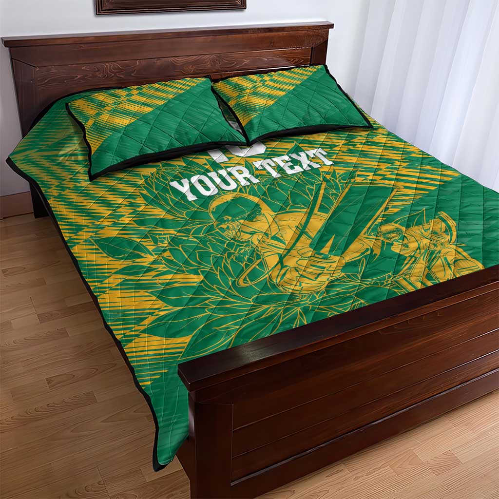 Cricket South Africa Custom Quilt Bed Set Green Version Proteas LT18