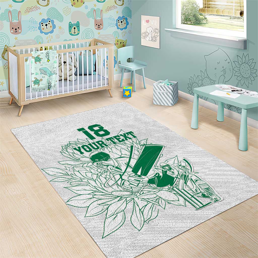 Cricket South Africa Custom Area Rug White Version Proteas LT18