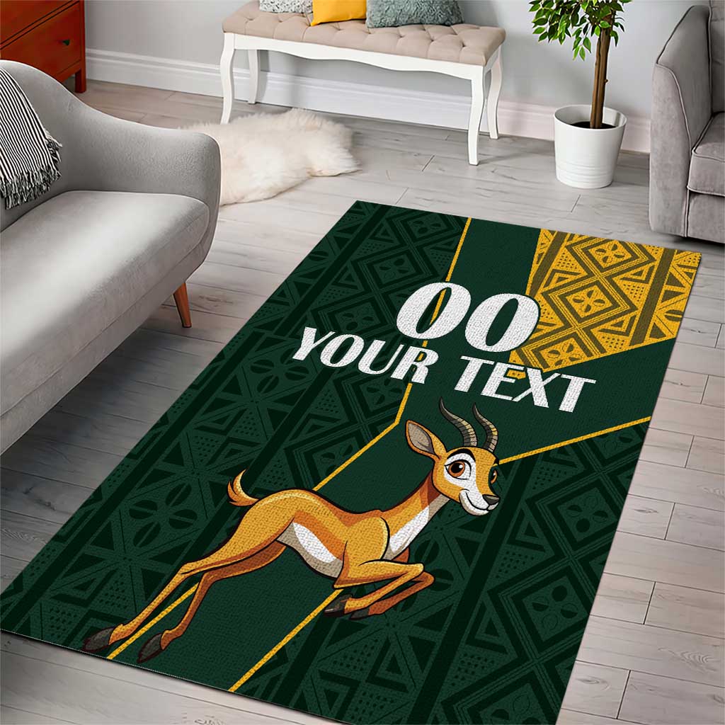 Custom South Africa Springbok Jumping Area Rug With Kente Patterns LT18