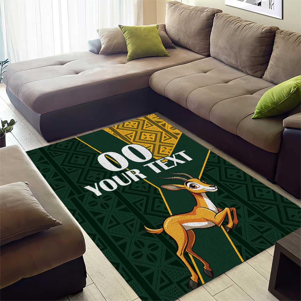 Custom South Africa Springbok Jumping Area Rug With Kente Patterns LT18
