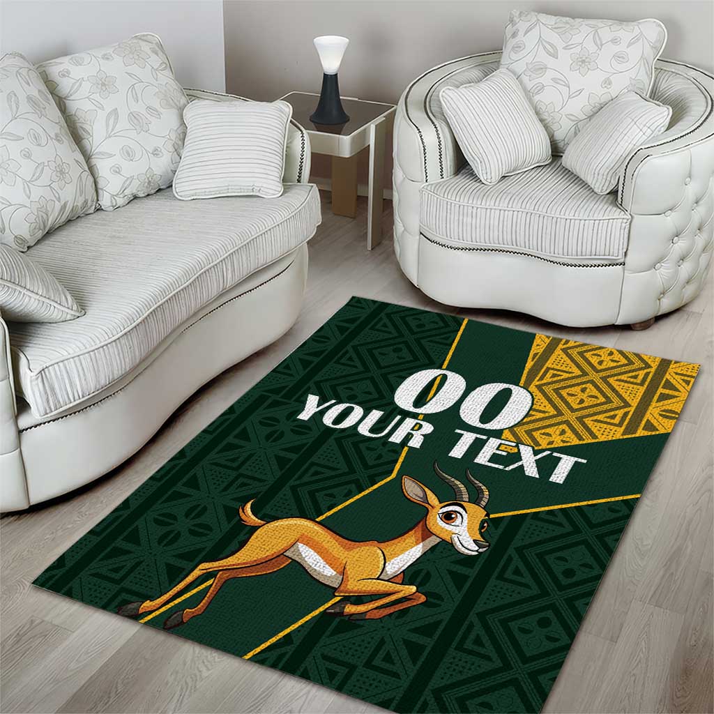 Custom South Africa Springbok Jumping Area Rug With Kente Patterns LT18