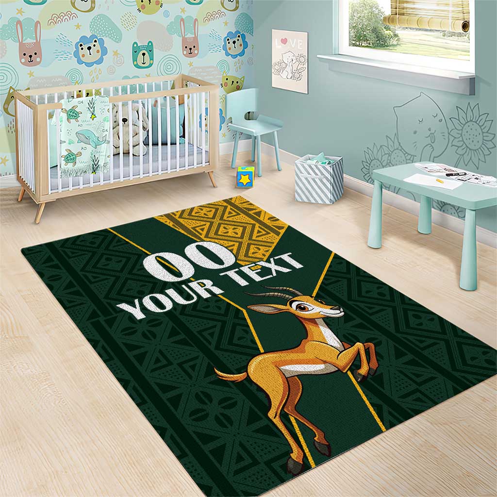 Custom South Africa Springbok Jumping Area Rug With Kente Patterns LT18